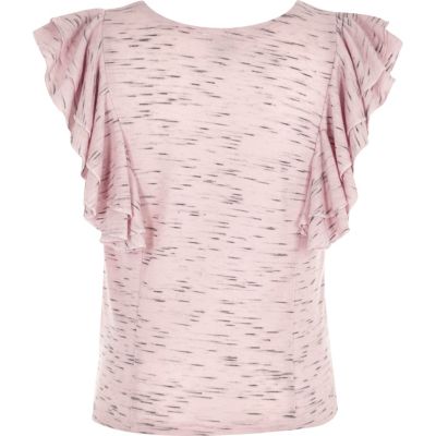 Girls pink frilly sleeve top